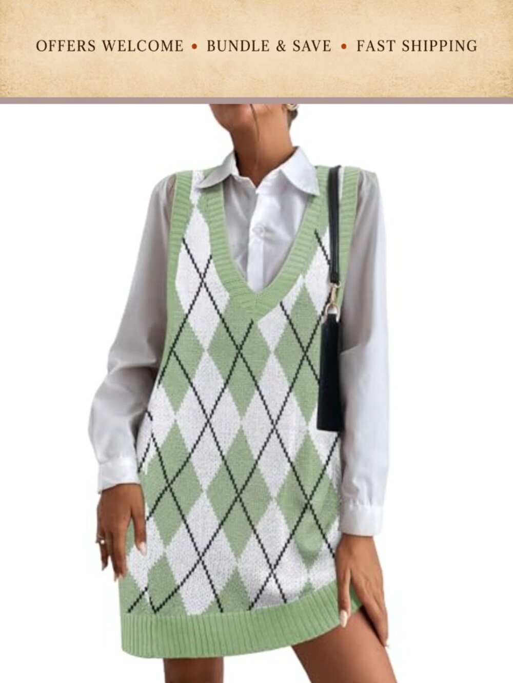 Women's Knitted Sweater Vest V-Neck Pullover with Pockets Sleeveless